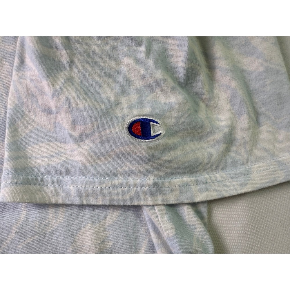 Champion T-Shirt‎ XL Blue Marble Swirl Print Spell Out Logo Short Sleeve AS IS - Picture 7 of 10